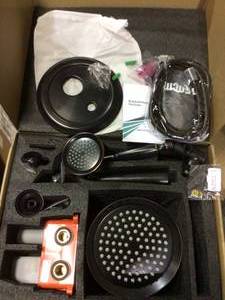 lot 40 image: 2-Handle 2-Spray of Rain 8 in. Round Shower Head Shower Faucet with Handheld Shower in Bronze (Valve Included) Customer Returns See Pictures