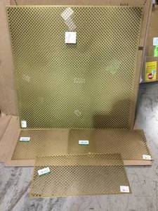 lot 42 image: 12 in. x 24 in. Cloverleaf Aluminum Sheet in Brass by M-D Building Products Customer Returns See Pictures