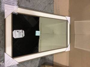 lot 45 image: Large Rectangle White W Silver Beveled Glass Contemporary Mirror (55.5 in. H x 31.5 in. W) Customer Returns See Pictures