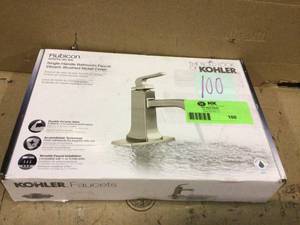 lot 100 image: Rubicon Single Hole Single-Handle Bathroom Faucet in Vibrant Brushed Nickel by KOHLER Customer Returns See Pictures
