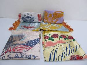lot 56 image: Lot of 6 Vintage US Army - Air Force - Military Fort Silk Pillow Cases
