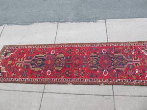 lot 75 image: Large Vintage Hand Knotted Oriental Wool Runner Rug