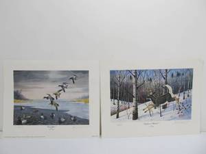 lot 85 image: Pair of Unframed SignedNumbered LES KOUBA Wildlife Prints