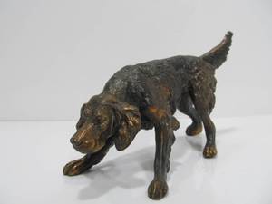 lot 9 image: Old Vintage Cast Metal Irish Setter Hunting Dog Sculpture