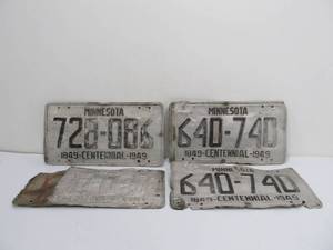 lot 15 image: 4 Vintage Aluminum Minnesota Centennial License Plates