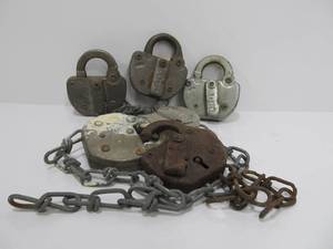lot 34 image: Lot of 6 Antique Railroad Locks