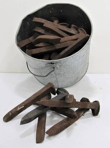 lot 45 image: Bucket FULL of Old Railroad Spikes - 40lbs