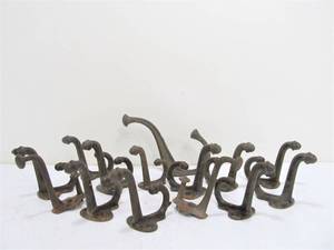 lot 46 image: Lot of Old Vintage Metal CoatHat Rack Hooks