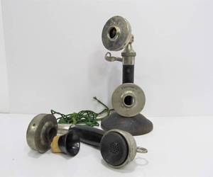 lot 47 image: Assorted Antique Candlestick etc Telephone Parts