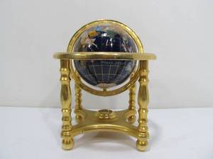 lot 102 image: Inlaid Stone & Brass Desk Globe