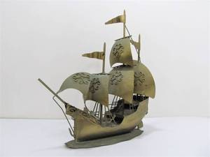lot 109 image: Vintage Mid Century Metal Ship Model
