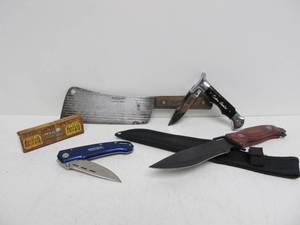 lot 180 image: Lot of Assorted Knives & Vintage Cleaver