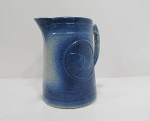 lot 133 image: Antique Blue & White Salt Glazed Stoneware Butterfly Pitcher