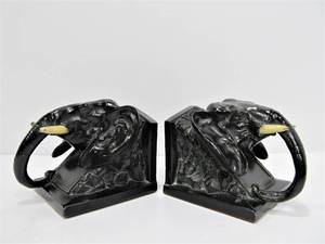 lot 139 image: Beautiful Orig 1920s Signed Aronson Elephant Bookends