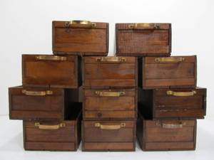 lot 206 image: Lot of 11 Matching Antique File Cabinet Drawers