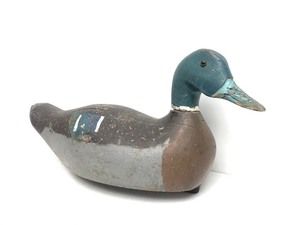 lot 361 image: Antique Carved Wood Drake Mallard Duck Decoy