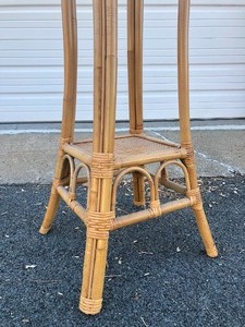 lot 364 image: Tall Vintage Mid Century BambooRattan Plant Stand Table