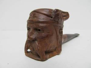lot 198 image: Wonderful Vintage Norway Hand Carved Viking Head Smoking Pipe - Myhre Oslo 