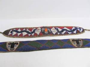 lot 233 image: 2 Vintage Hand Made Beaded African Yoruba Belts