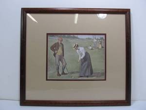 lot 261 image: AB FROST GOLF ART ON THE GREEN LITHOGRAPH