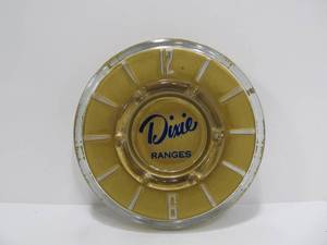 lot 285 image: Vintage DIXIE Ranges Advertising Glass Clock Style Ashtray