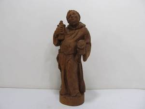 lot 324 image: Vintage Hand Carved Wood Monk Priest Friar Sculpture Statue 17.5 Marked