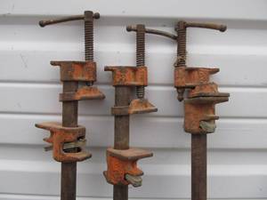 lot 339 image: 3 Vintage Pony Pipe Clamps