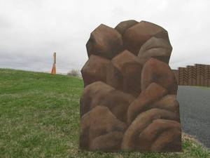 lot 343 image: Large Antique Painted BoulderRock Theater Set Background Prop
