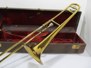 lot 7 image: Excellent Vintage 1920s HN WHITE Trombone wCase