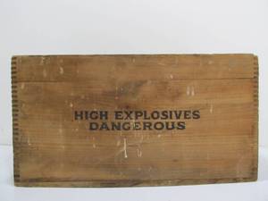 lot 331 image: Antique Dovetailed Wood Trojan Powder Company High Explosives Advertising Crate