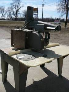 Wilson Large Radial Arm Saw With Stand & Blades