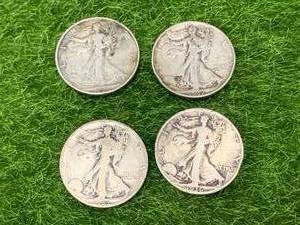 Lot of 4 Walking Half Dollars