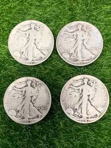 Lot of 4 Walking Liberty Half Dollars