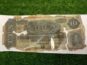 Authentic 1860s Confederate $10 Bill