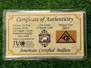 1 Gram 24 Karat .999 Gold Bar