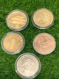 Lot of 5 Replica Gold Plated Coins