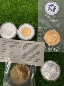 Lot of 5 Silver  Gold Plated Coins