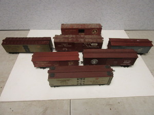 lot 213 image: VINTAGE O GAUGE BOXCARS, SCRATCH-BUILT, NORTHWESTERN, SOUTHERN PACIFIC, SOO LINE, MORE
