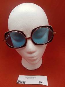 lot 394 image: Iconic Vintage 1980s Renauld Rose Gold Oversized Sunglasses with Blue Lens 1980 (Valued$450)