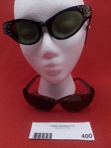 lot 400 image: Vintage 1850s Rhinestone cat eye sunglasses & 1960s Samco Sunglasses (Valued $150)