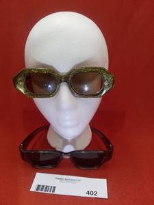 lot 402 image: Vintage 1960s Bensons One-of-a-kind Gold Fleck Glasses for Her and Mod Cool Guy Sunglasses for Him (Valued150)