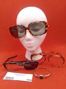 lot 406 image: Vintage 1970s Sunglasses From Around The World & Sterling Silver and Malachite Bracelet (Valued $125)