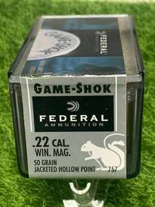 lot 19 image: 50 Rounds .22 Win Mag Hollow Point Ammo Ammunition