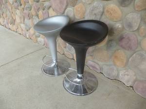 lot 143 image: Bar Stools x 2 Black, Silver