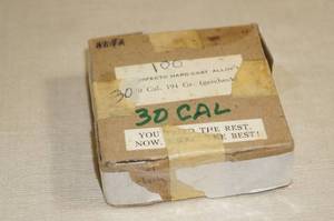 lot 54 image: 100 Perfecto Hard Cast Alloy .30 Cal 194 Gr Bullets with Gaschecks