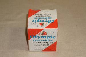 lot 105 image: 50 Olympic .223 Rem 55 Gr FMJ Ammo