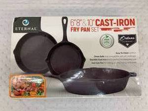 3 pc Skillet Set Cast Iron NEW