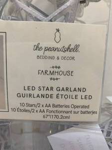 The Peanut Shell Bedding and Decor Farmhouse LED Star Garland NEW