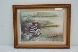 lot 225 image: Boy fishing Picture