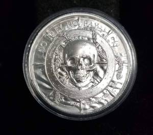 2 TROY OZ. .999 FINE SILVER PIRATE ROUND IN AIRTITE